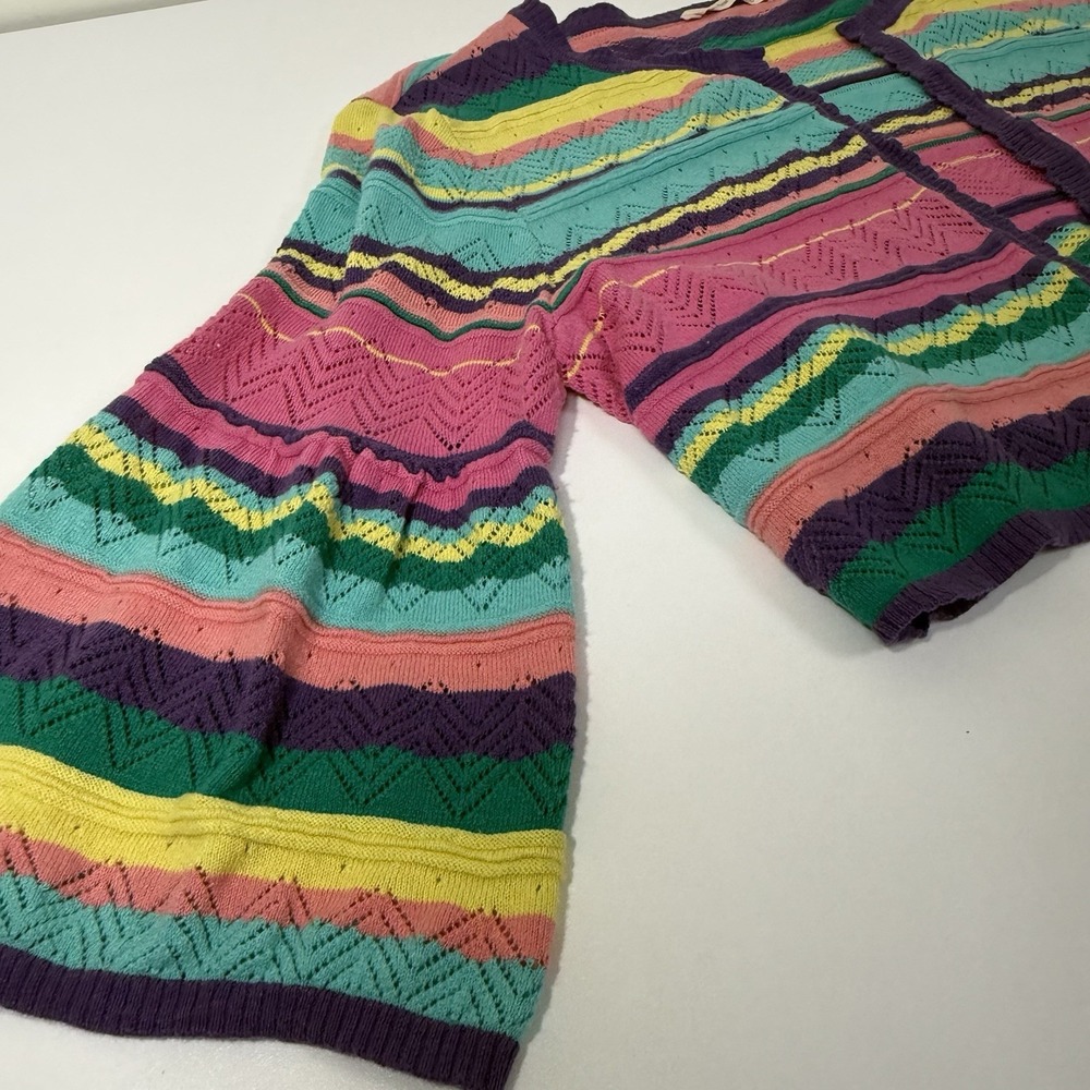 Soft Surroundings Sweater Women's XL Colorful Stripe Cardigan Bell Sleeve Top - Picture 1 of 12